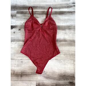 NWOT Red Shimmer Bodysuit Size S